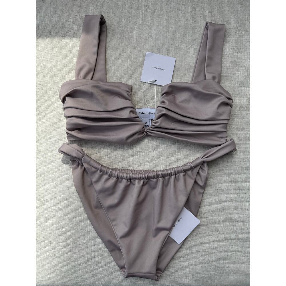 DIVINO SEAS SWIM SATIN BLUSH PINK BIKINI SET NWT SIZE M/L